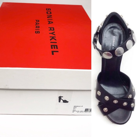 Flash Sale ReList Tomorrow NIB Sonia Rykiel Black Snap Embellished Sandals 37 - Picture 8 of 8